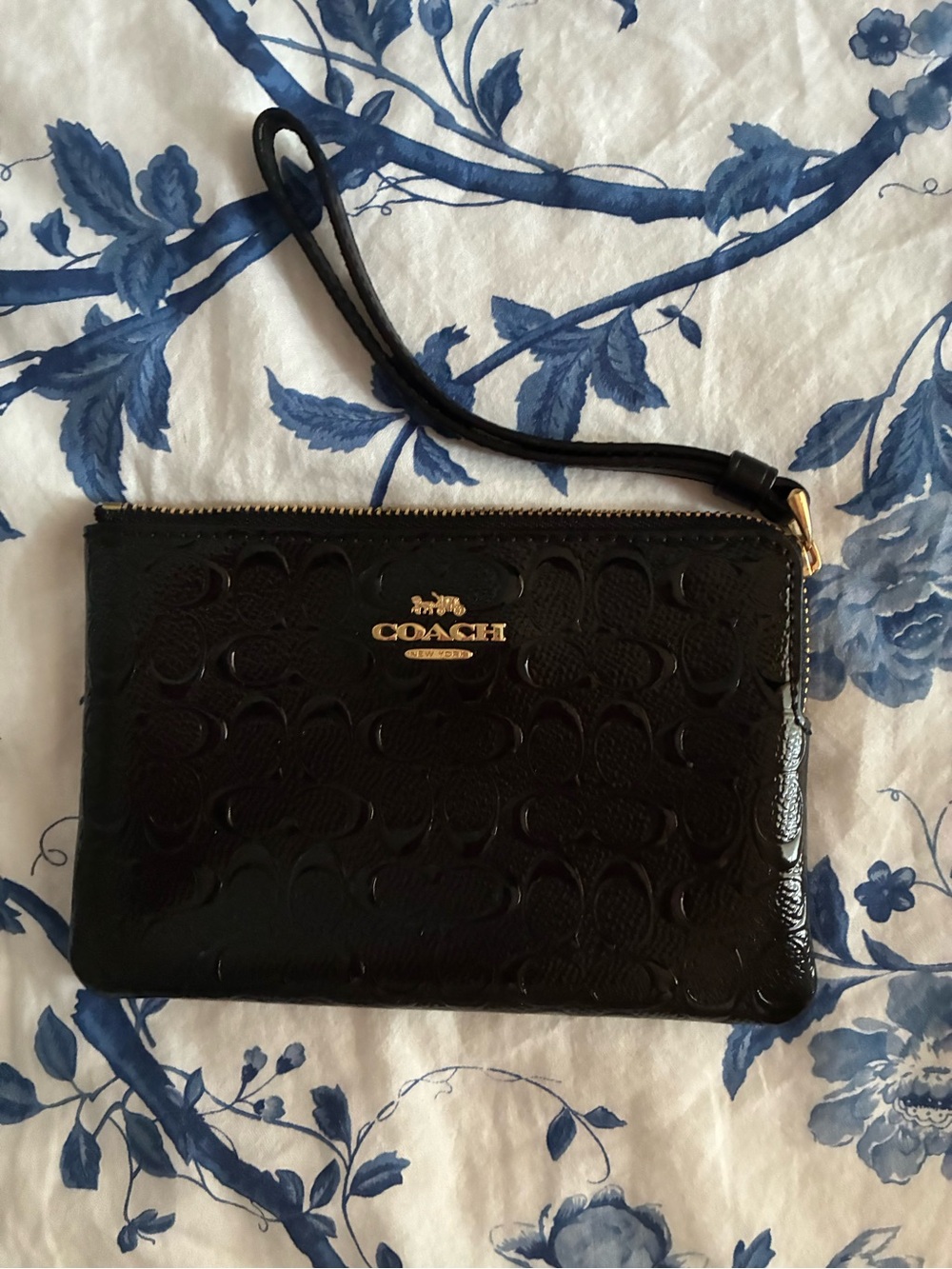 Coach Glossy Black Wristlet